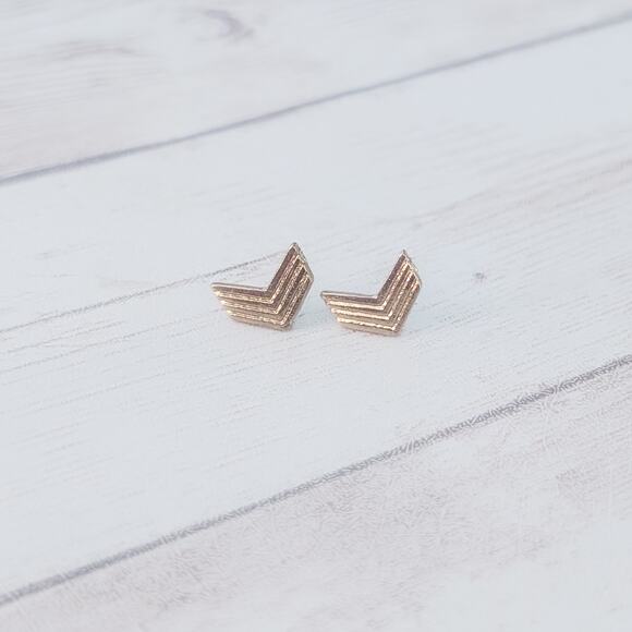 Unknown Jewelry - Stud Earrings - Gold Tone Chevron